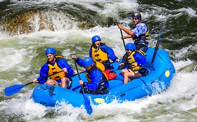 People having food and drinks at ski lodge
